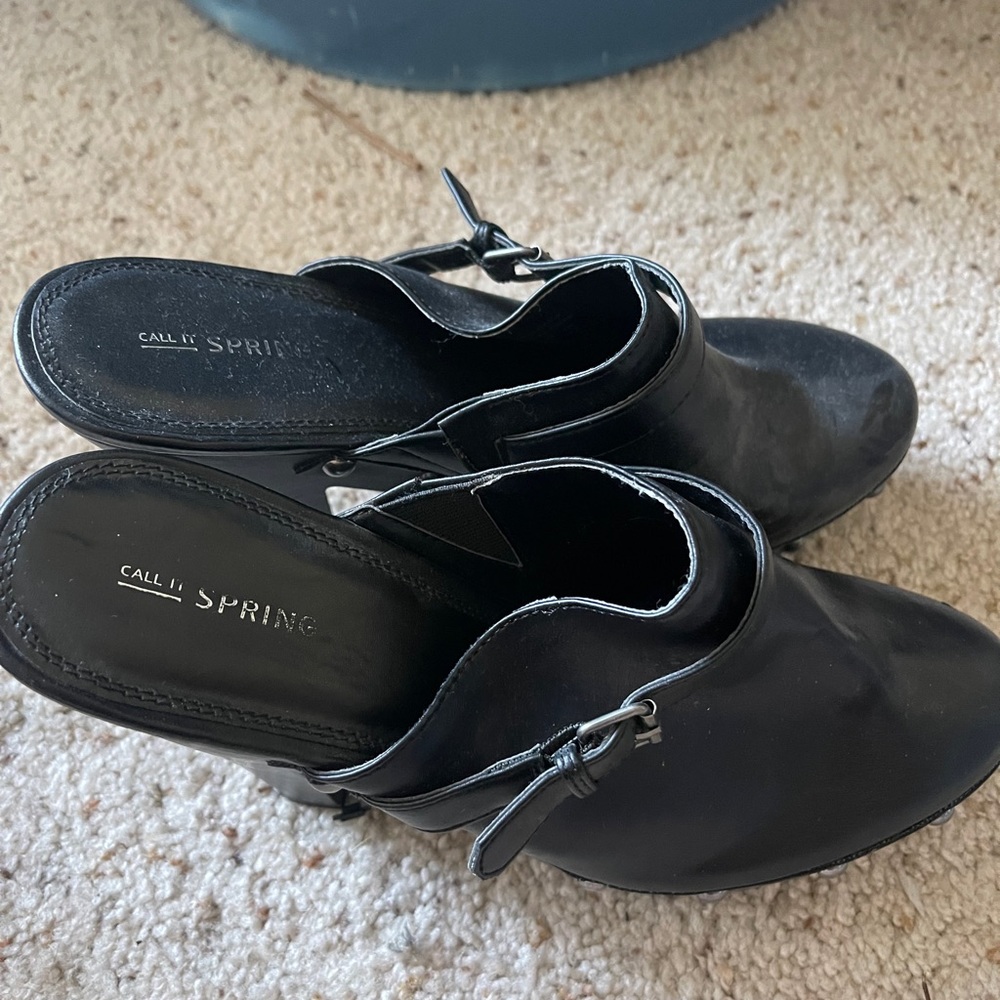 Black block high heel slope ons